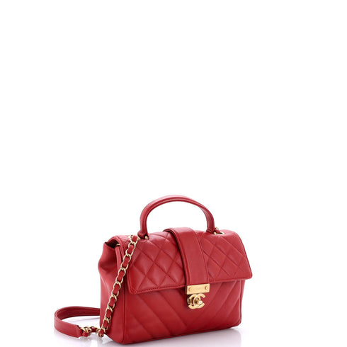 In The City Top Handle Flap Bag Mixed Quilt Calfskin Small