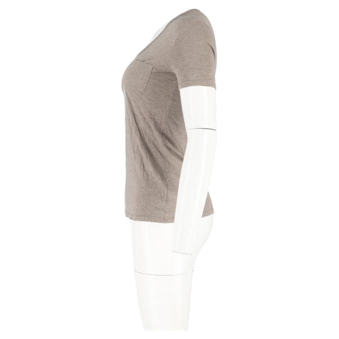 Women's Alexander Wang Scoop Neck T-Shirt Pocket in Brown Cotton