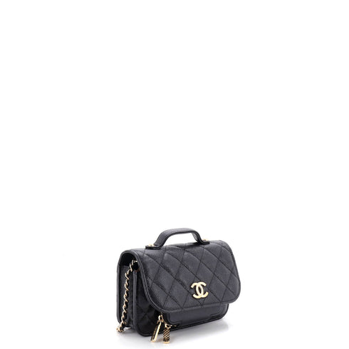 Business Affinity Flap Clutch with Chain Quilted Caviar