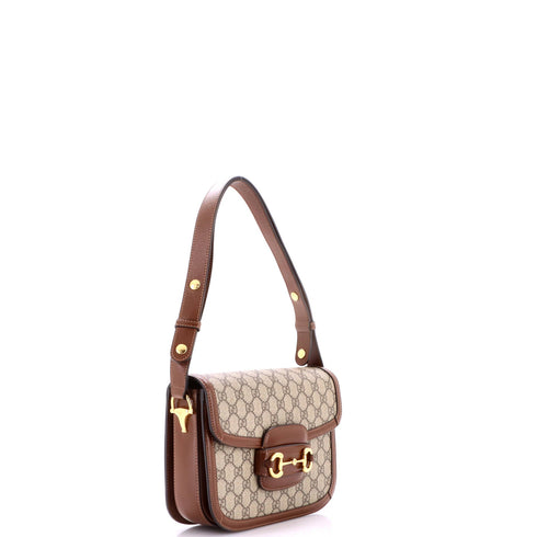 Horsebit 1955 Shoulder Bag GG Coated Canvas with Leather Small