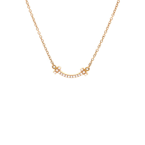 T Smile Pendant Necklace 18K Rose Gold with Diamonds Mini