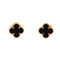 Sweet Alhambra Stud Earrings 18K Yellow Gold and Onyx