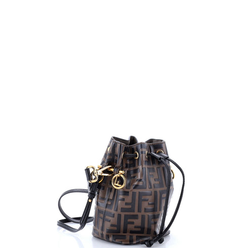 Mon Tresor Bucket Bag Zucca Embossed Leather Mini