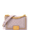 Boy Flap Bag Quilted Caviar with Whipstitch Chain Detail Small