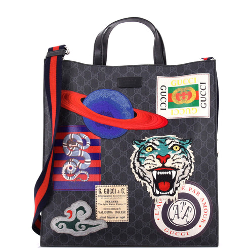 Courrier Convertible Soft Open Tote GG Coated Canvas with Applique North South