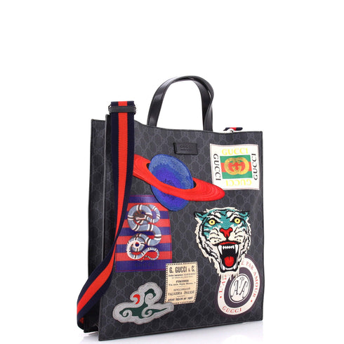 Courrier Convertible Soft Open Tote GG Coated Canvas with Applique North South