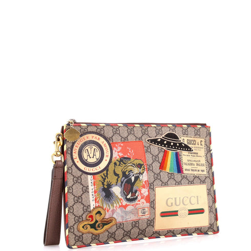 Courrier Pouch GG Coated Canvas with Applique