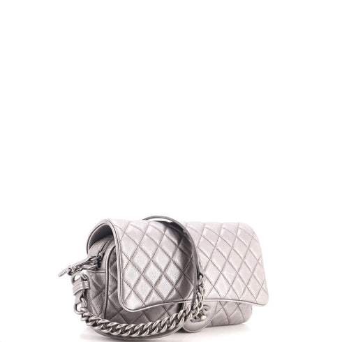Casual Rock Airlines Flap Bag Quilted Goatskin Small