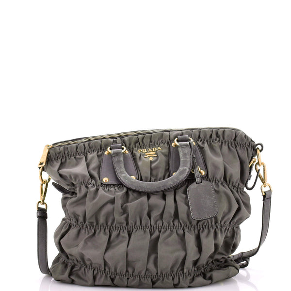 Gaufre Convertible Tote Leather and Tessuto Large