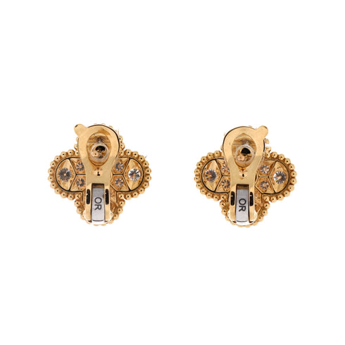 Vintage Alhambra Earrings 18K Yellow Gold with Diamonds
