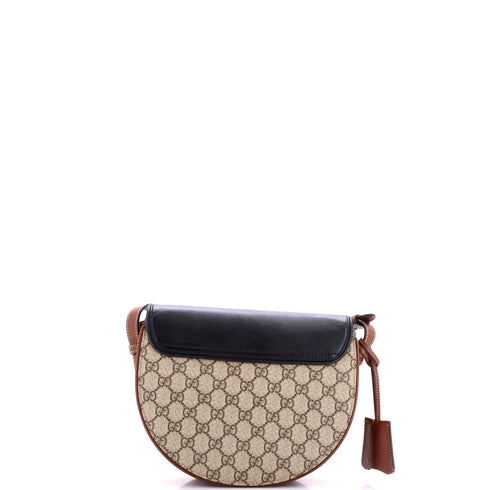 Padlock Saddle Shoulder Bag GG Coated Canvas and Leather Small