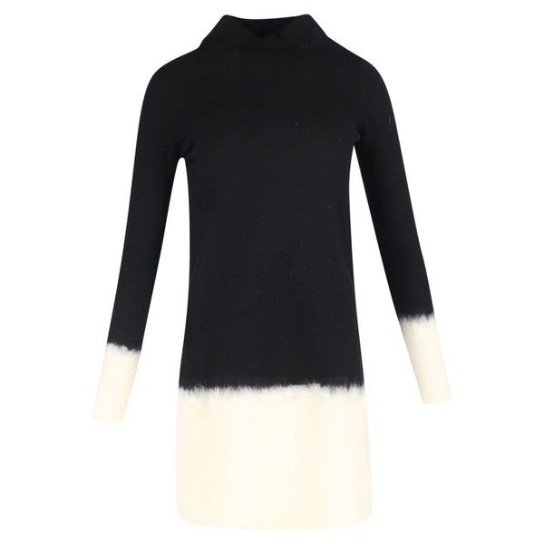 Women's Escada High Neck Quarter-Sleeve Top in Black Wool