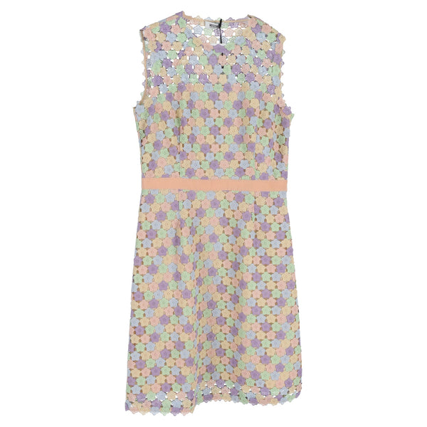 Women's Moschino Cheap and Chic Floral Macrame Sheath Dress in Multicolor Polyester