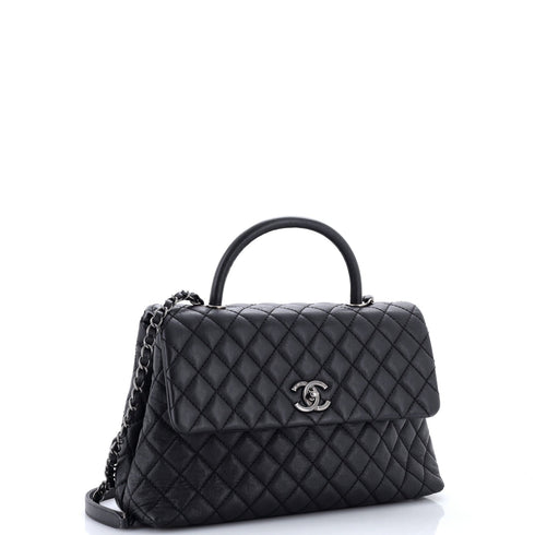 Coco Top Handle Bag Quilted Caviar Medium