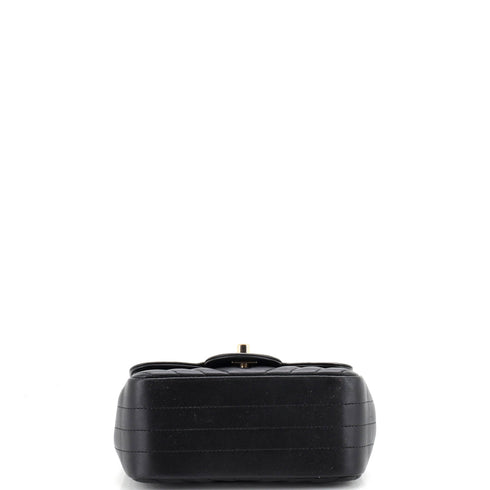 Square Classic Single Flap Bag Chevron Lambskin Mini