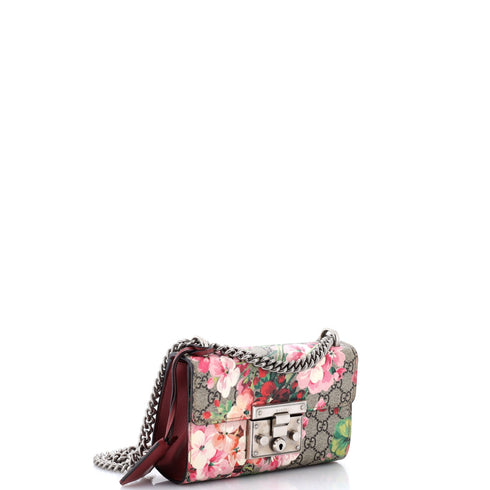 Padlock Shoulder Bag Blooms Print GG Coated Canvas Small