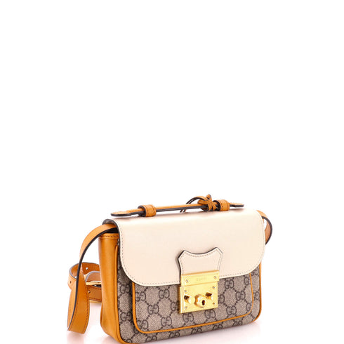 Padlock Front Pocket Flap Shoulder Bag GG Coated Canvas and Leather Mini