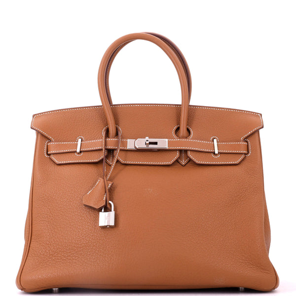 Birkin Handbag Gold Clemence with Palladium Hardware 35