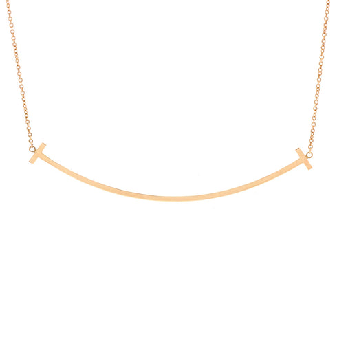 T Smile Pendant Necklace 18K Rose Gold Large