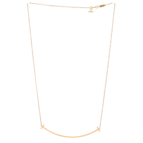 T Smile Pendant Necklace 18K Rose Gold Large