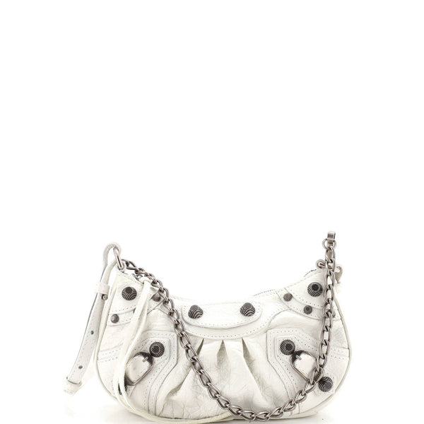 Le Cagole Giant Studs Chain Shoulder Bag Leather XS