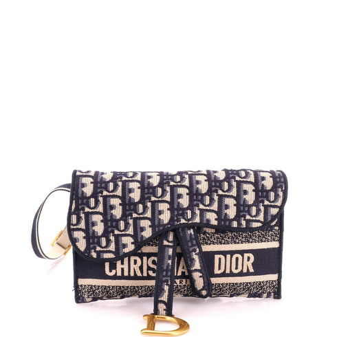 Saddle Slim Belt Pouch Logo Embroidered Oblique Canvas