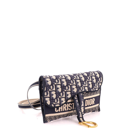 Saddle Slim Belt Pouch Logo Embroidered Oblique Canvas