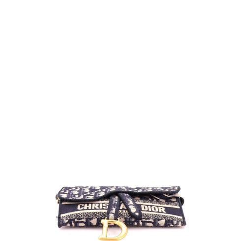 Saddle Slim Belt Pouch Logo Embroidered Oblique Canvas