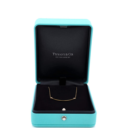 T Smile Pendant Necklace 18K Rose Gold and Diamonds Small