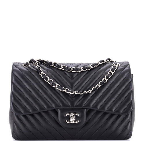 Classic Double Flap Bag Chevron Lambskin Jumbo