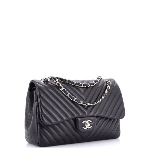 Classic Double Flap Bag Chevron Lambskin Jumbo