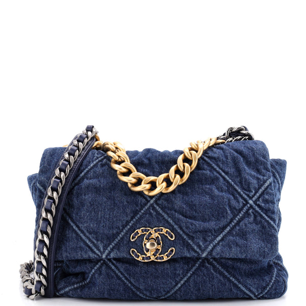19 Flap Bag Quilted Denim Large