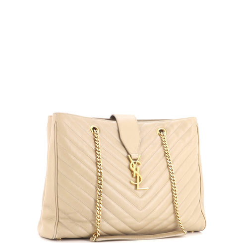 Classic Monogram Shopper Matelasse Chevron Leather Large
