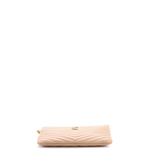 Classic Monogram Wristlet Pouch Matelasse Chevron Leather Small