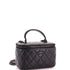 So Black Top Handle Vanity Case with Chain Quilted Lambskin Small