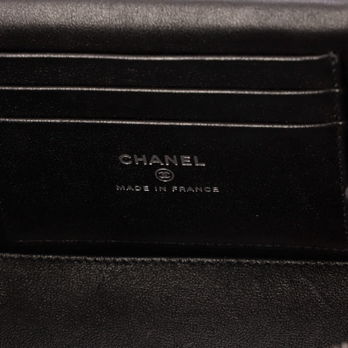 So Black Top Handle Vanity Case with Chain Quilted Lambskin Small