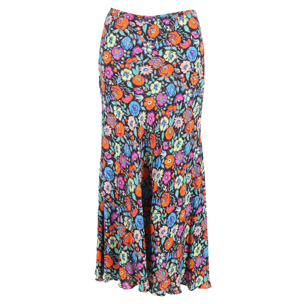 Women's Etro Floral Print Midi Skirt in Multicolor Silk
