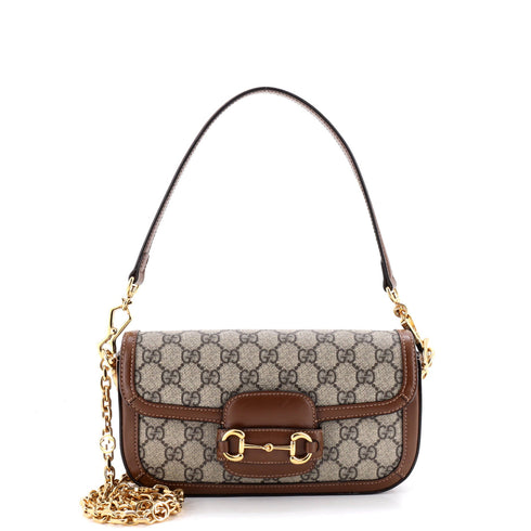 Horsebit 1955 Shoulder Bag GG Coated Canvas with Leather East West