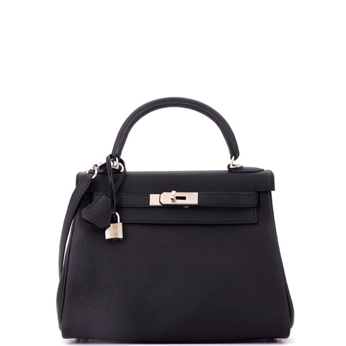 Kelly Handbag Noir Togo with Palladium Hardware 28