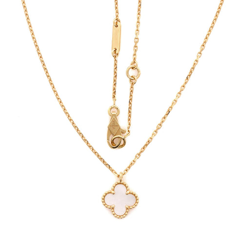 Sweet Alhambra Pendant Necklace 18K Yellow Gold and Mother of Pearl