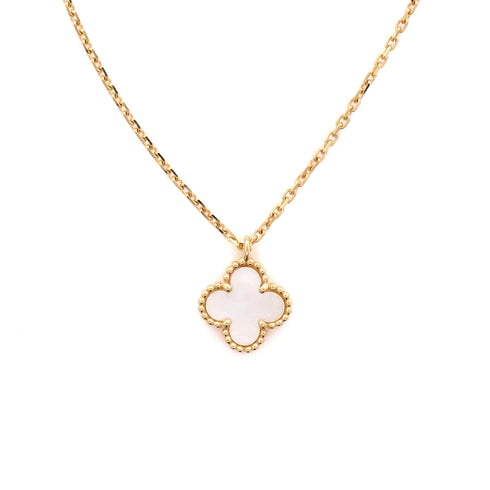 Sweet Alhambra Pendant Necklace 18K Yellow Gold and Mother of Pearl