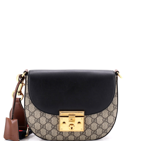 Padlock Saddle Shoulder Bag GG Coated Canvas and Leather Medium