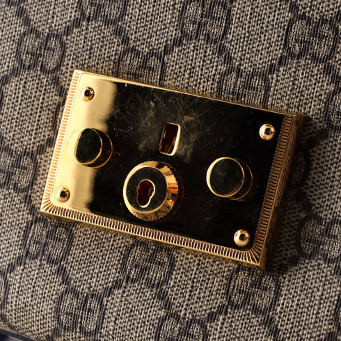 Padlock Saddle Shoulder Bag GG Coated Canvas and Leather Medium
