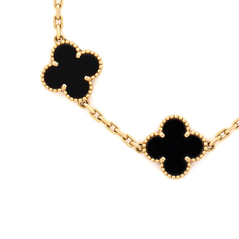 Vintage Alhambra 5 Motifs Bracelet 18K Yellow Gold and Onyx