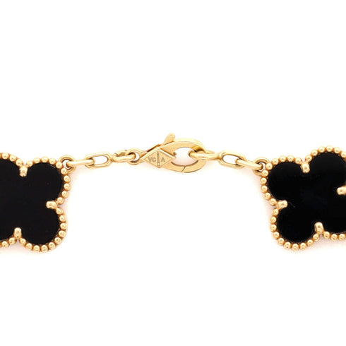 Vintage Alhambra 5 Motifs Bracelet 18K Yellow Gold and Onyx