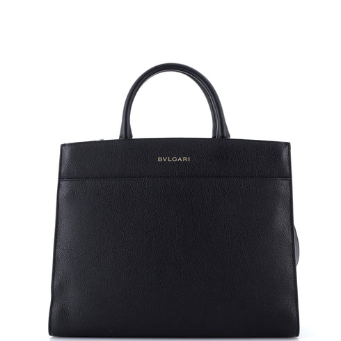 Logo Convertible Tote Embroidered Leather Medium