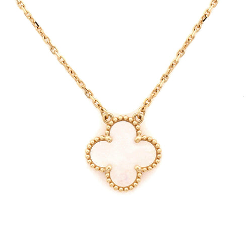 Vintage Alhambra Pendant Necklace 18K Yellow Gold and Mother of Pearl