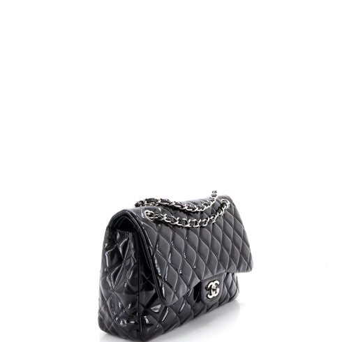 Classic Double Flap Bag Quilted Patent Jumbo
