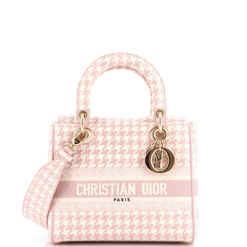 Lady D-Lite Bag Houndstooth Canvas Medium