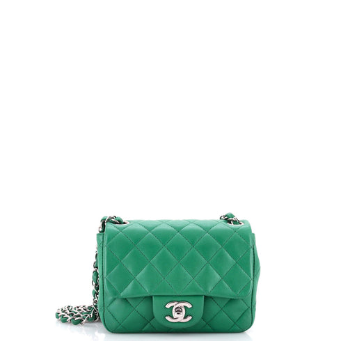 Square Classic Single Flap Bag Quilted Lambskin Mini